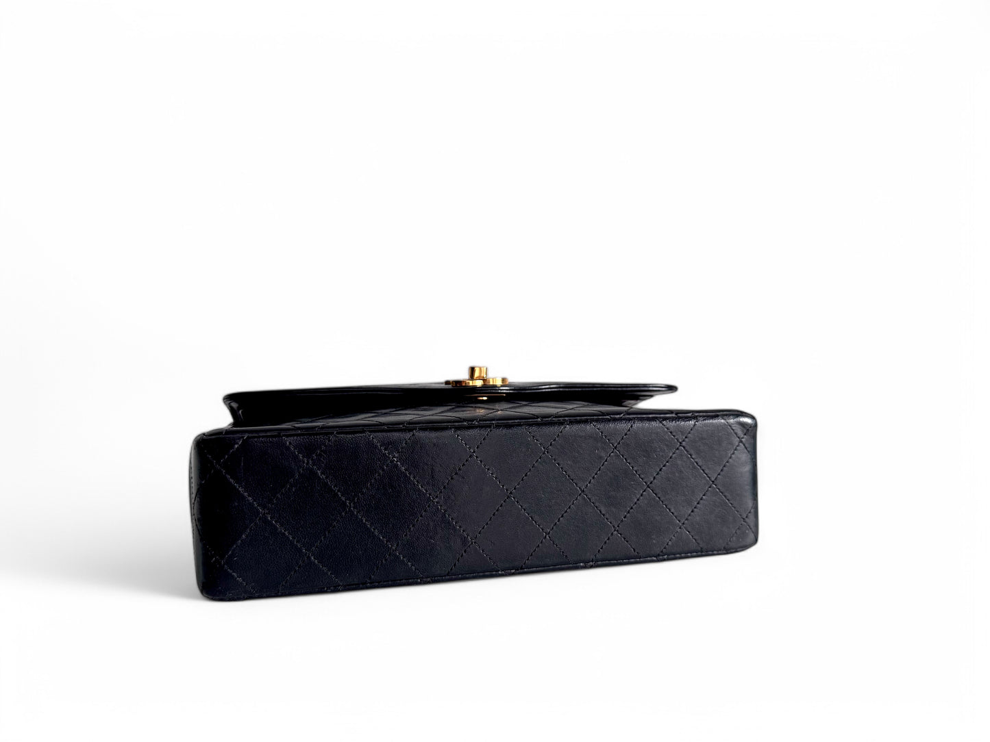 CHANEL Lambskin Quilted Medium Double Flap Bag Black