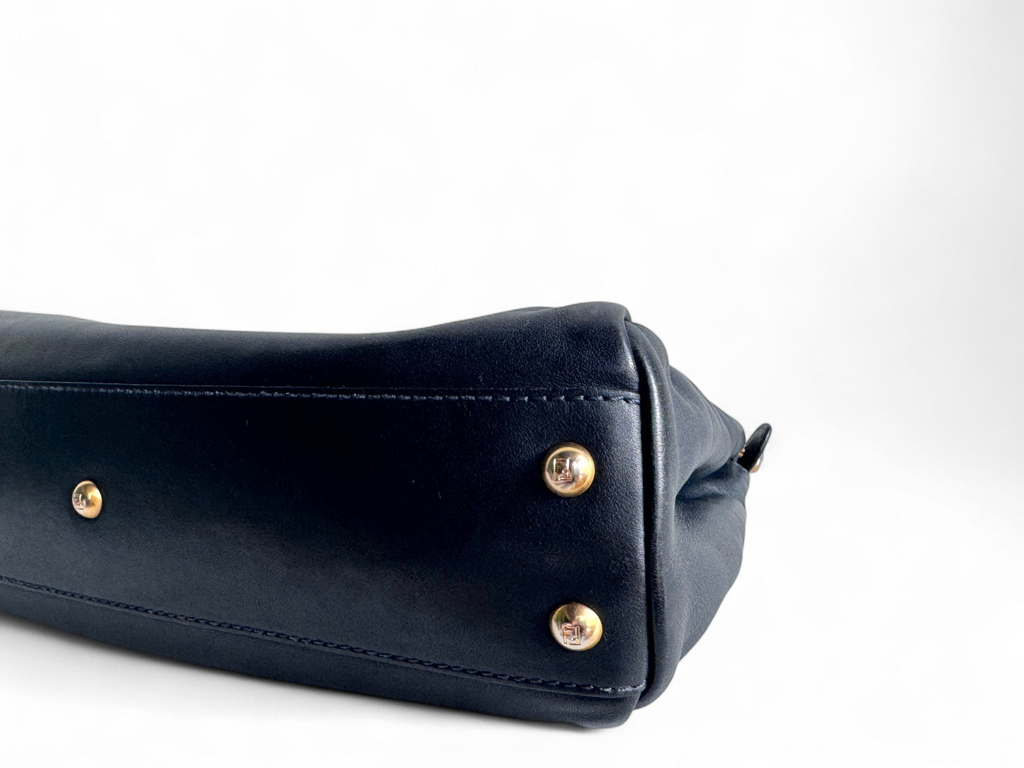 FENDI Calfskin Denim Zucca Peekaboo Iconic Satchel