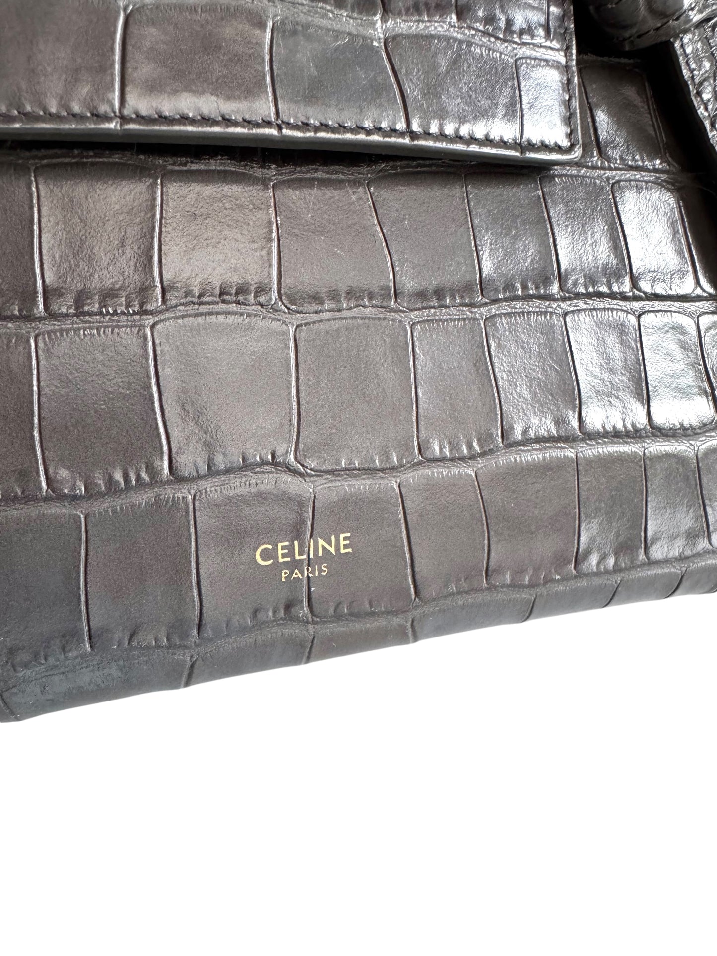 CELINE Calfskin Crocodile Embossed Nano Belt Bag