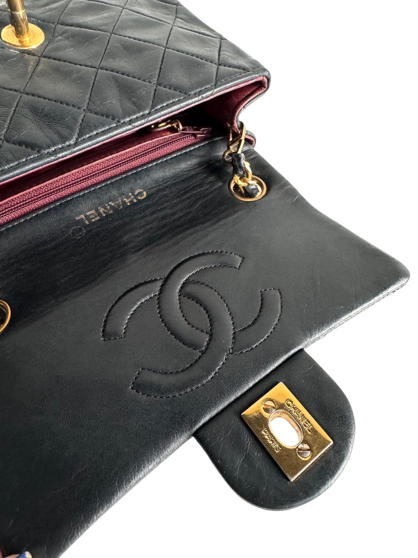 CHANEL Lambskin Mini Square Classic Single Flap Bag