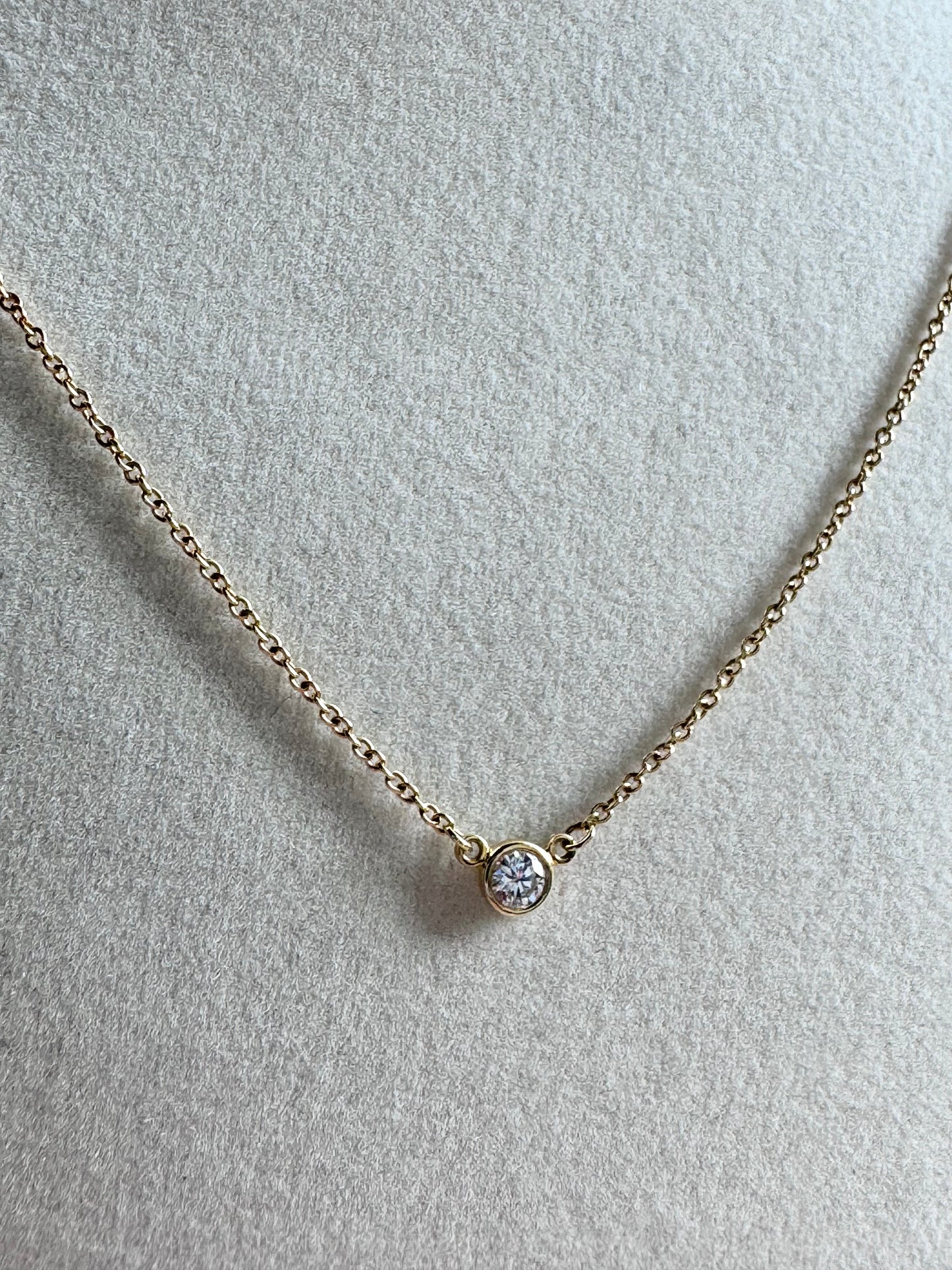 TIFFANY & CO. 18K Yellow Gold Diamond Elsa Peretti Diamonds by the Yard Pendant Necklace
