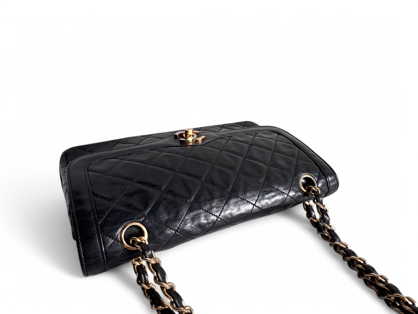 CHANEL Lambskin Quilted Medium Double Flap Bag Black