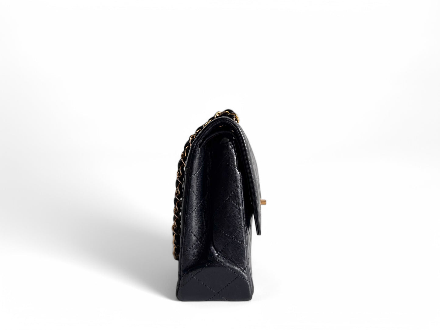 CHANEL Lambskin Quilted Medium Double Flap Bag Black