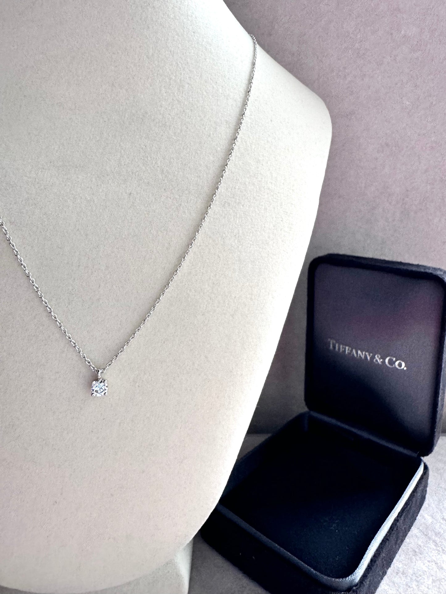 TIFFANY & CO. Platinum Diamond Solitaire Pendant Necklace