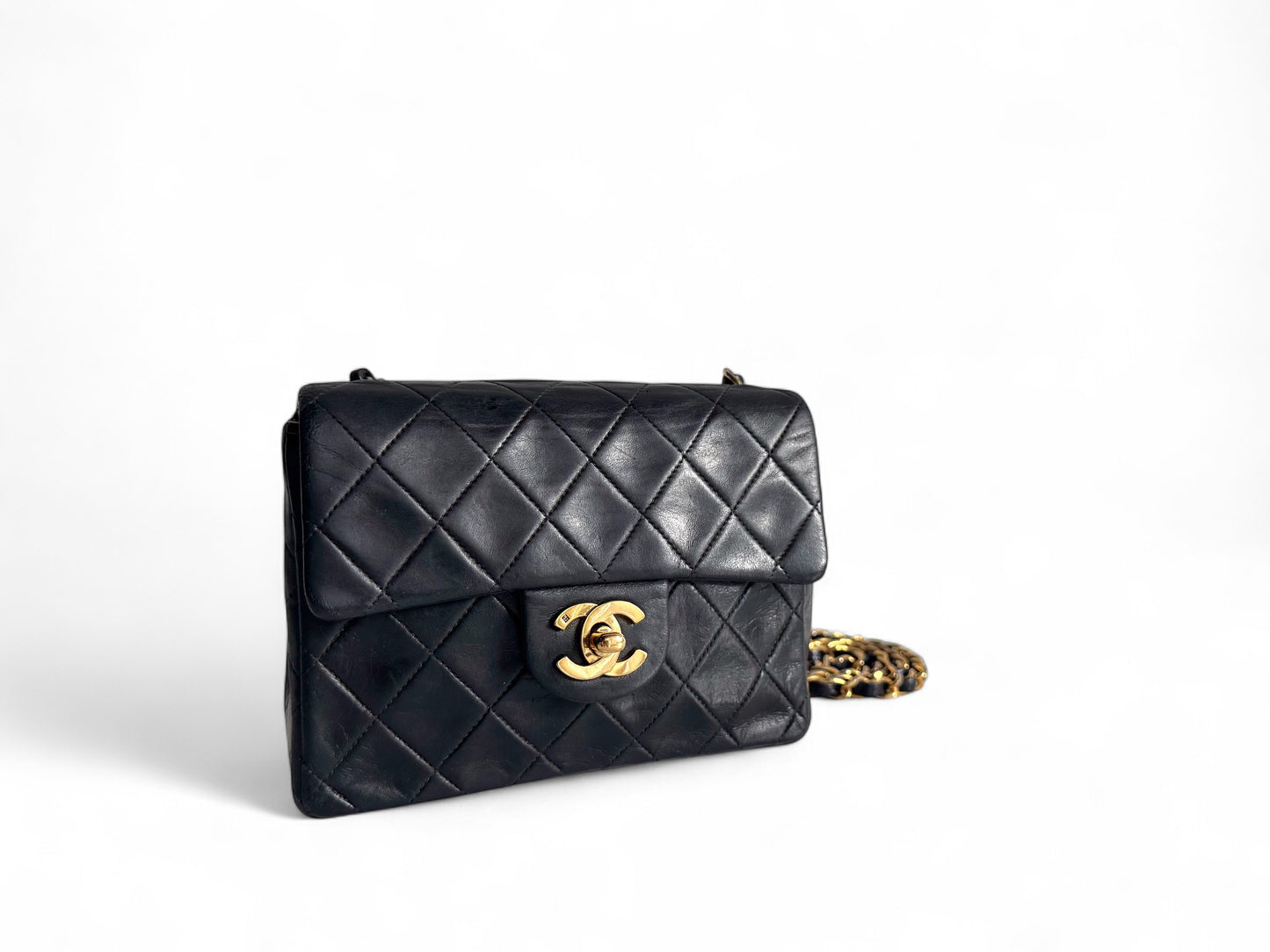 CHANEL Lambskin Mini Square Classic Single Flap Bag