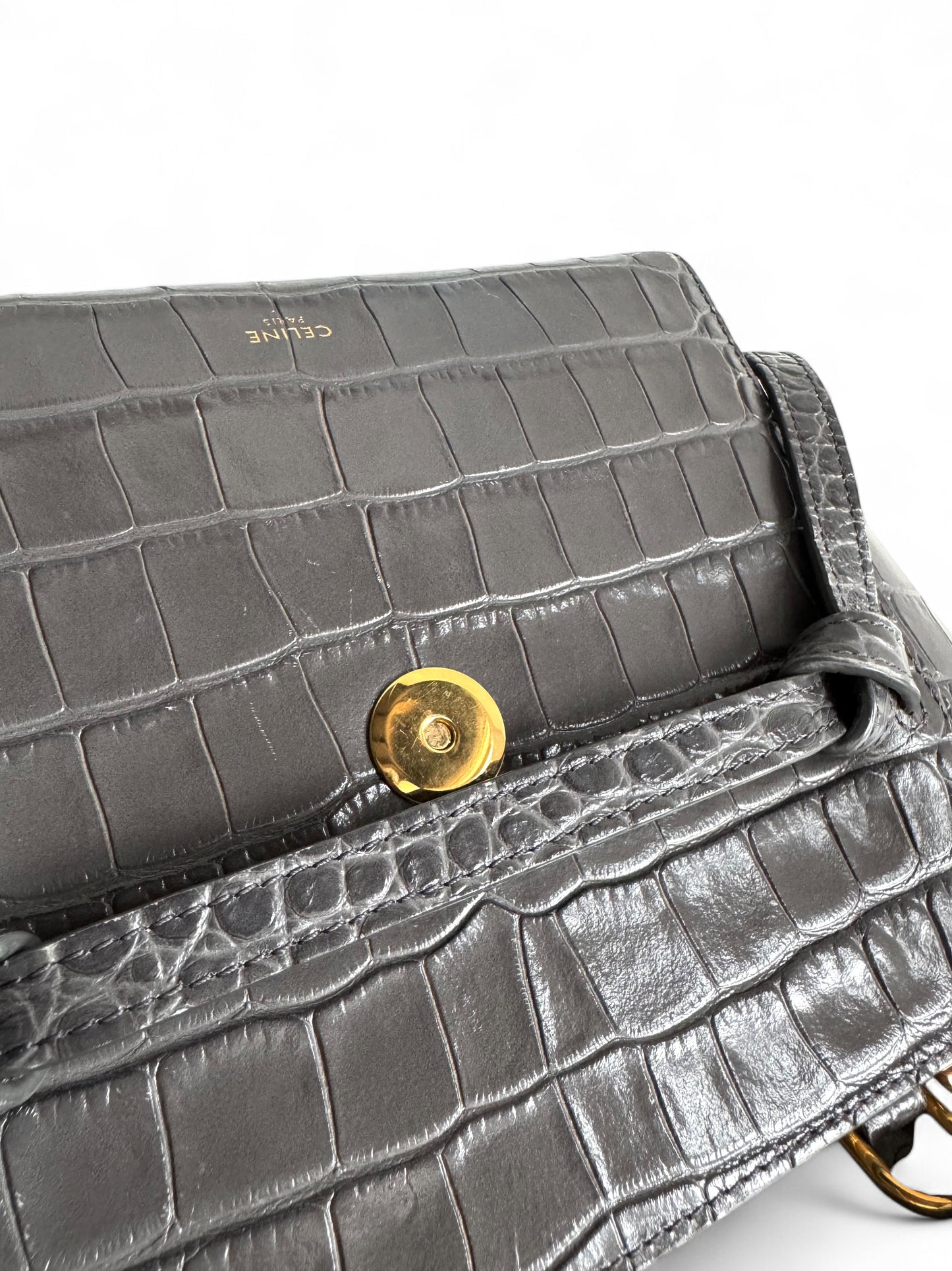 CELINE Calfskin Crocodile Embossed Nano Belt Bag