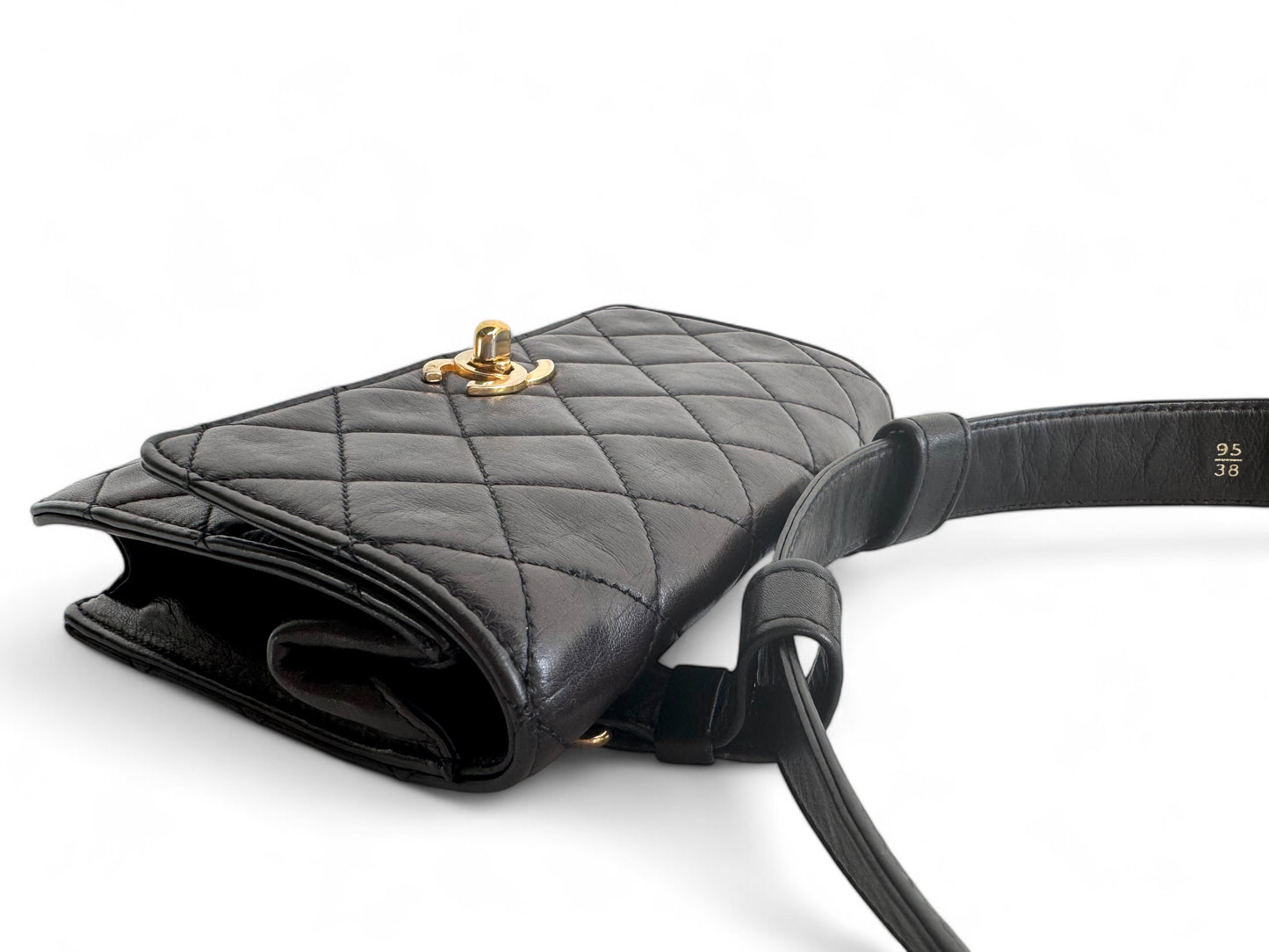 CHANEL Lambskin Quilted Flap Waist Belt Bag