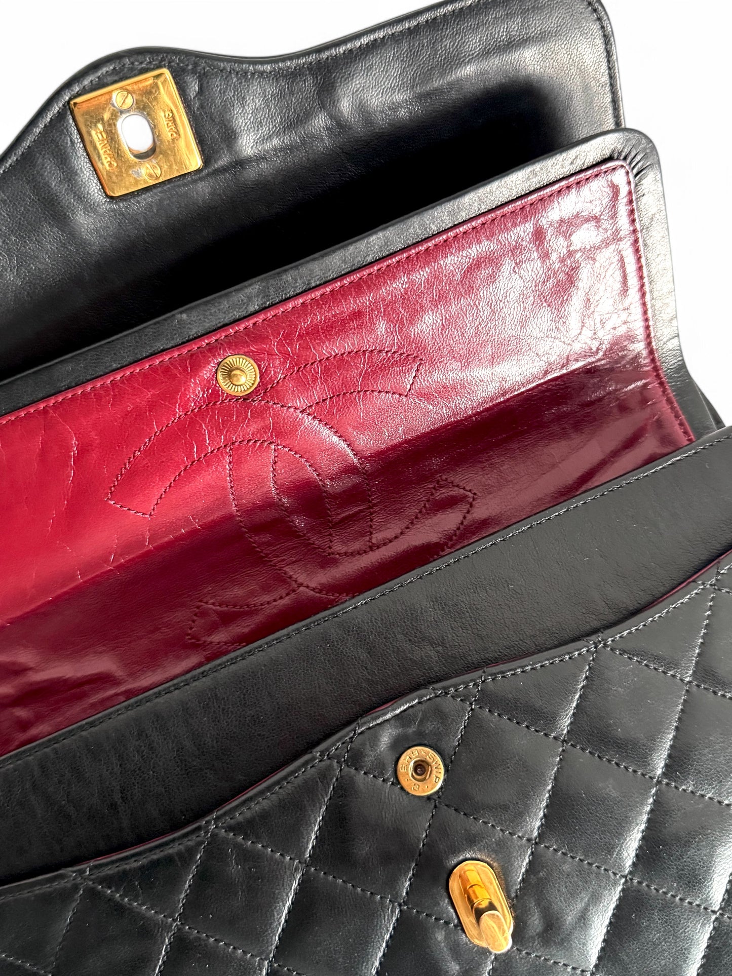 CHANEL Lambskin Quilted Medium Double Flap Bag Black