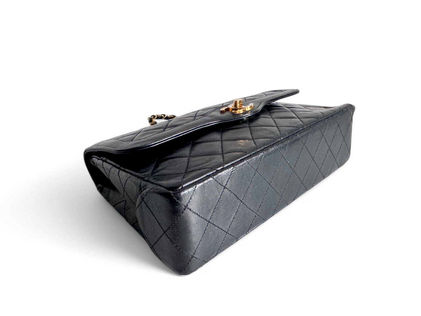CHANEL Lambskin Quilted Medium Double Flap Bag Black