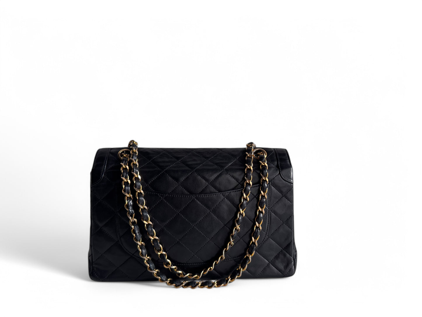 CHANEL Lambskin Quilted Medium Double Flap Bag Black