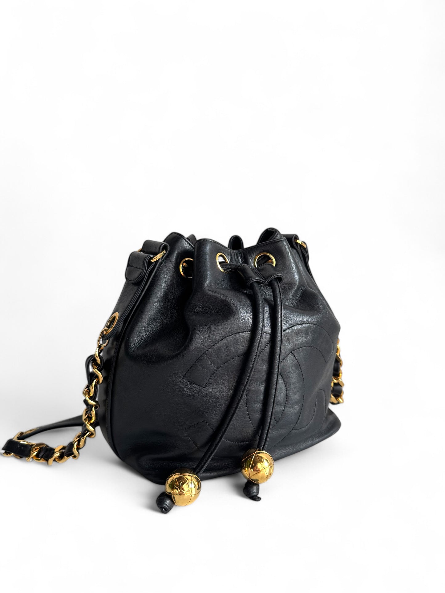 CHANEL Lambskin CC Drawstring Bag