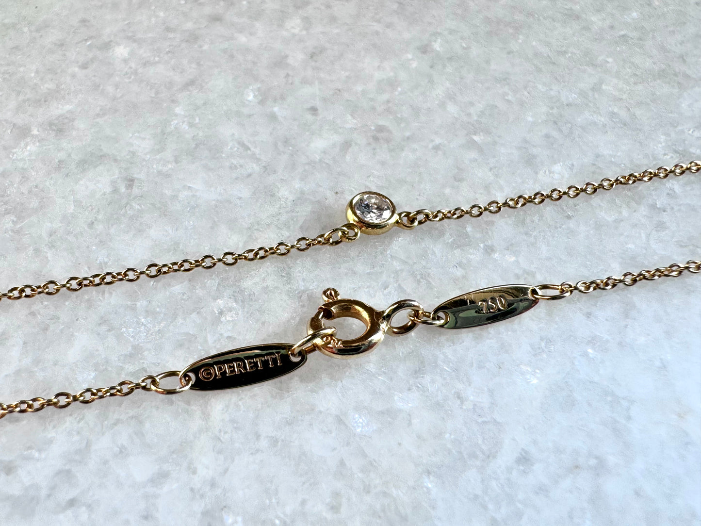 TIFFANY & CO. 18K Yellow Gold Diamond Elsa Peretti Diamonds by the Yard Pendant Necklace