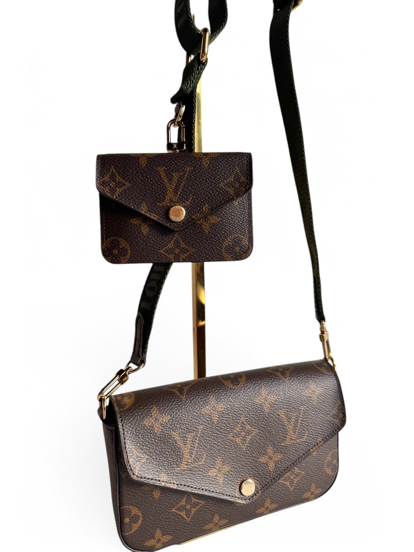LOUIS VUITTON Monogram Felicie Strap & Go Kaki