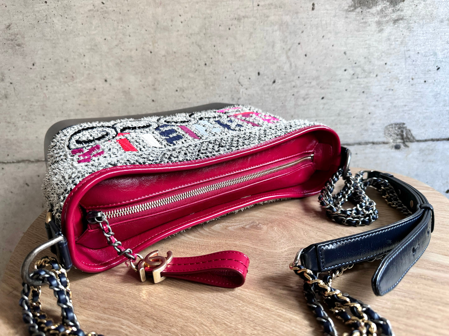 CHANEL Tweed Calfskin Quilted Medium Gabrielle Hobo