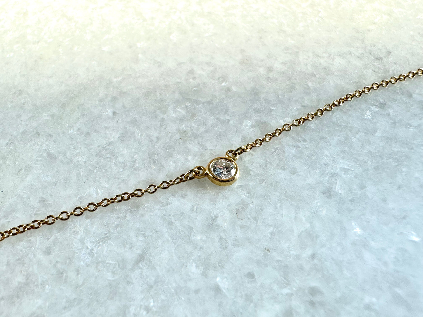 TIFFANY & CO. 18K Yellow Gold Diamond Elsa Peretti Diamonds by the Yard Pendant Necklace