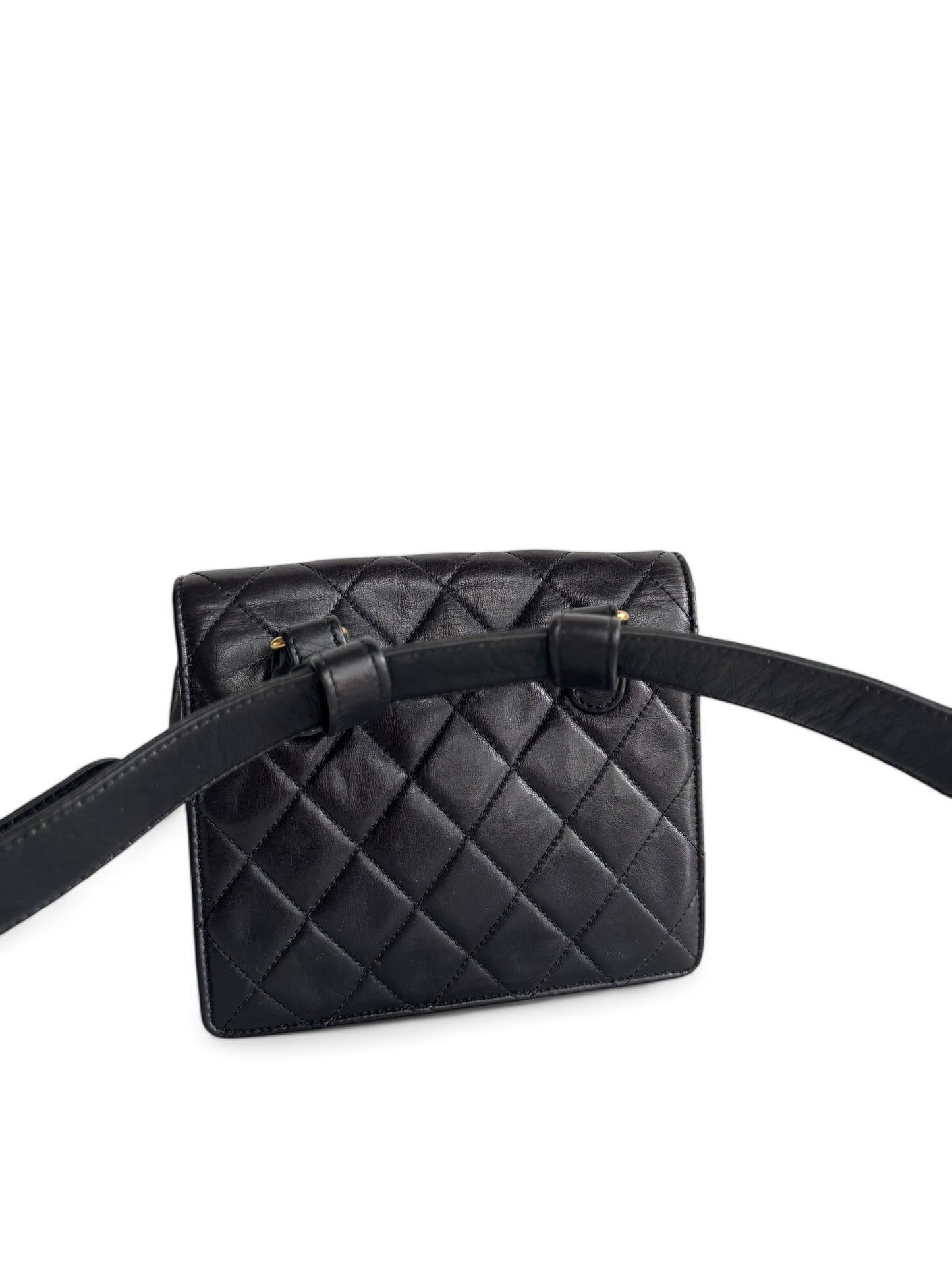CHANEL Lambskin Quilted Flap Waist Belt Bag
