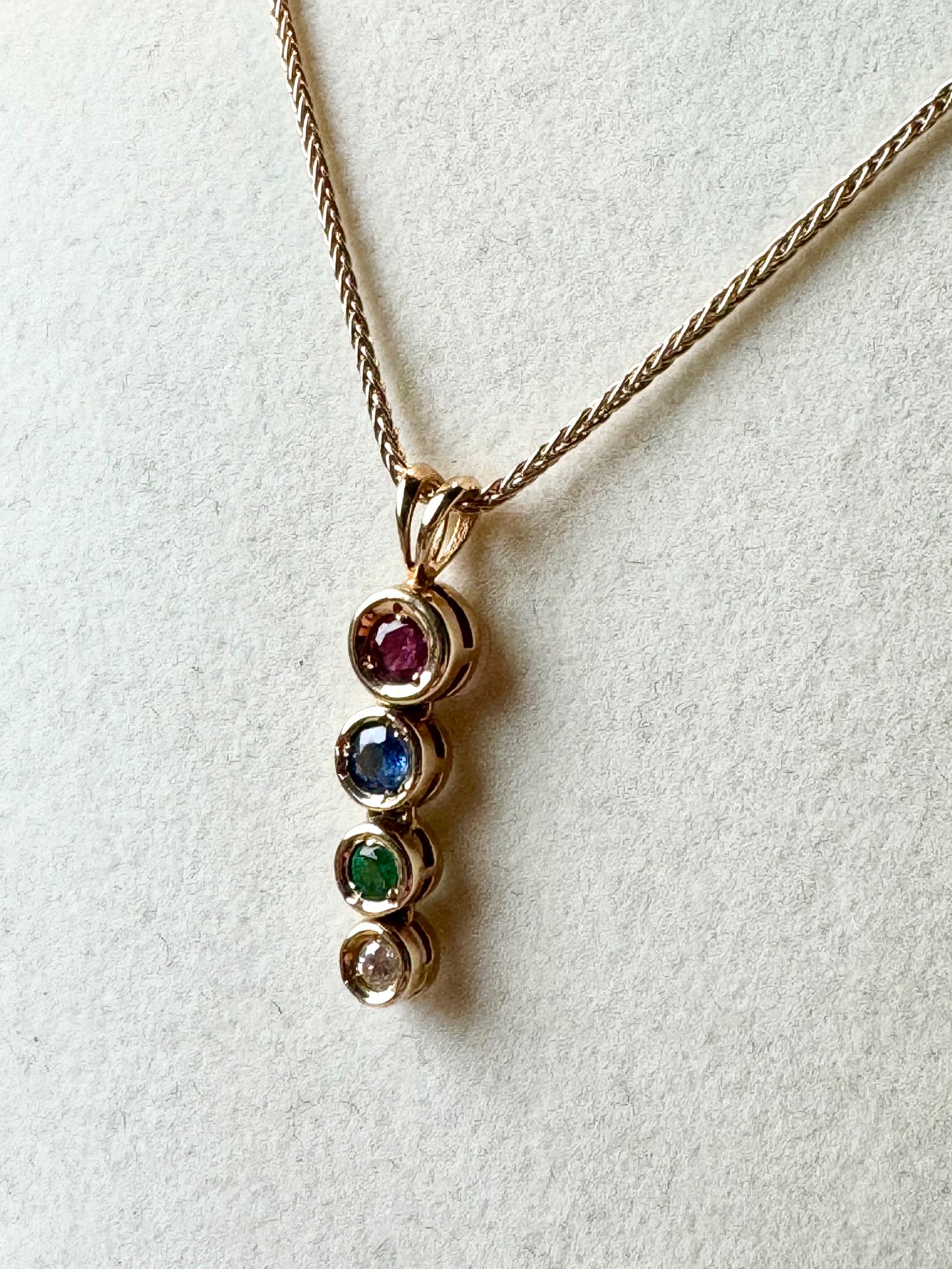 Multi Colored Gemstone Pendant in 18K Yellow Gold