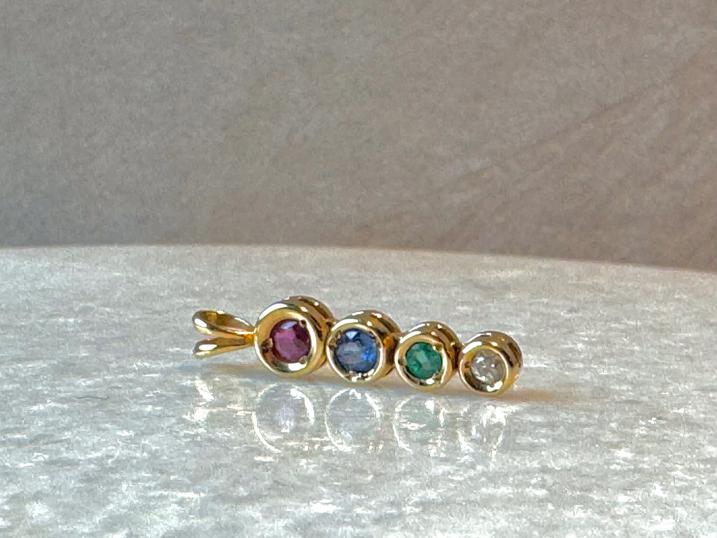 Multi Colored Gemstone Pendant in 18K Yellow Gold