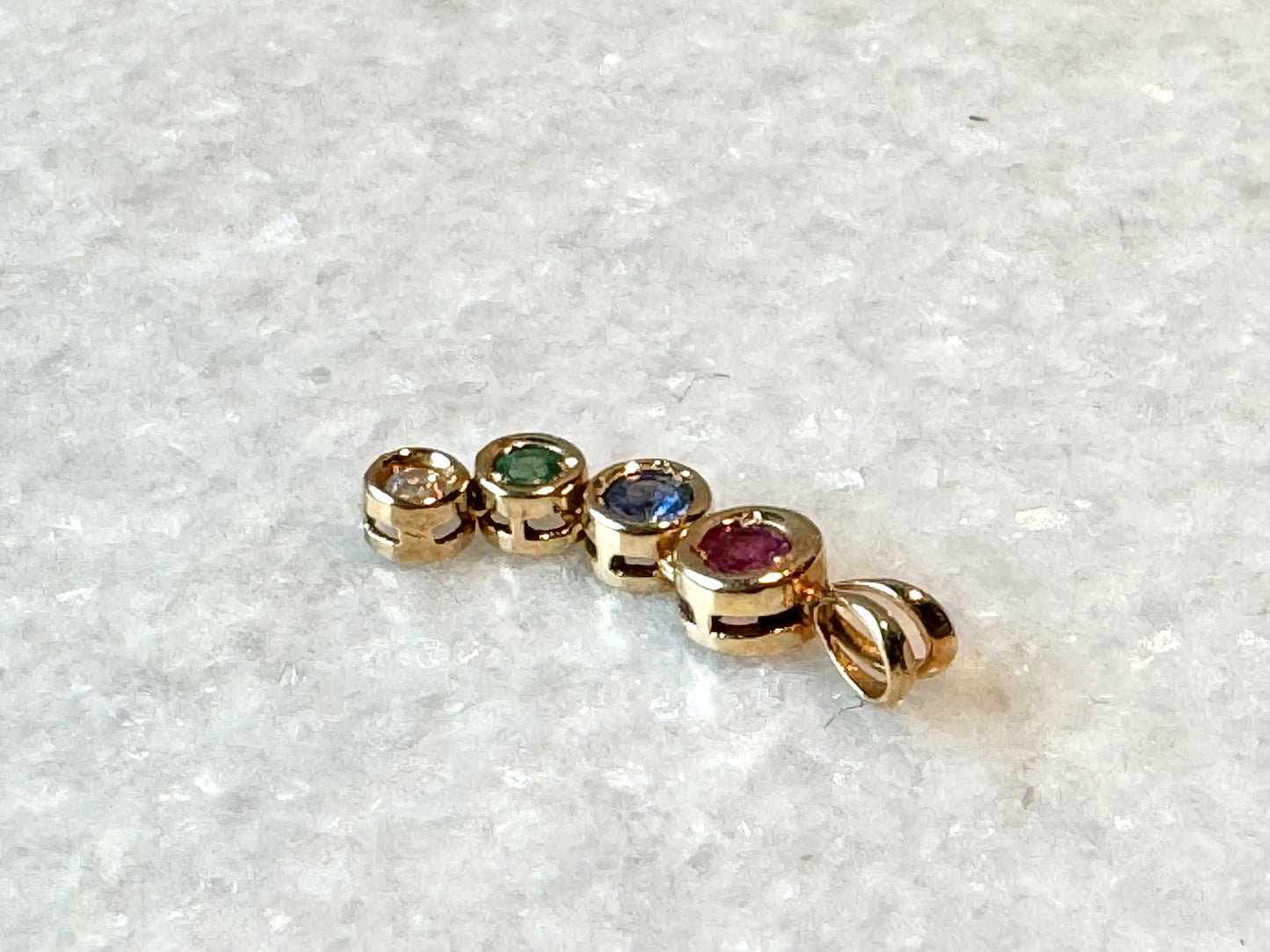 Multi Colored Gemstone Pendant in 18K Yellow Gold