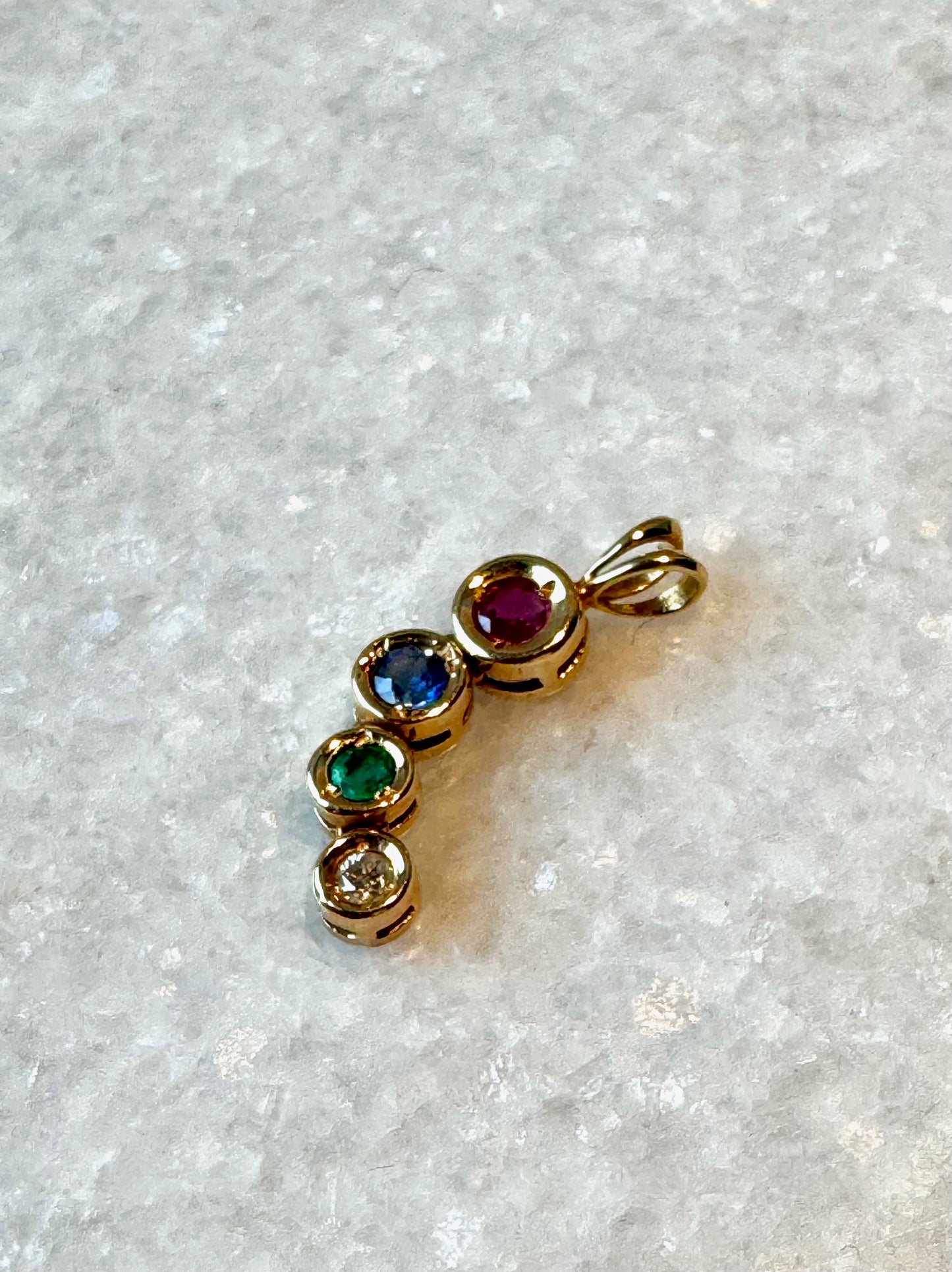 Multi Colored Gemstone Pendant in 18K Yellow Gold
