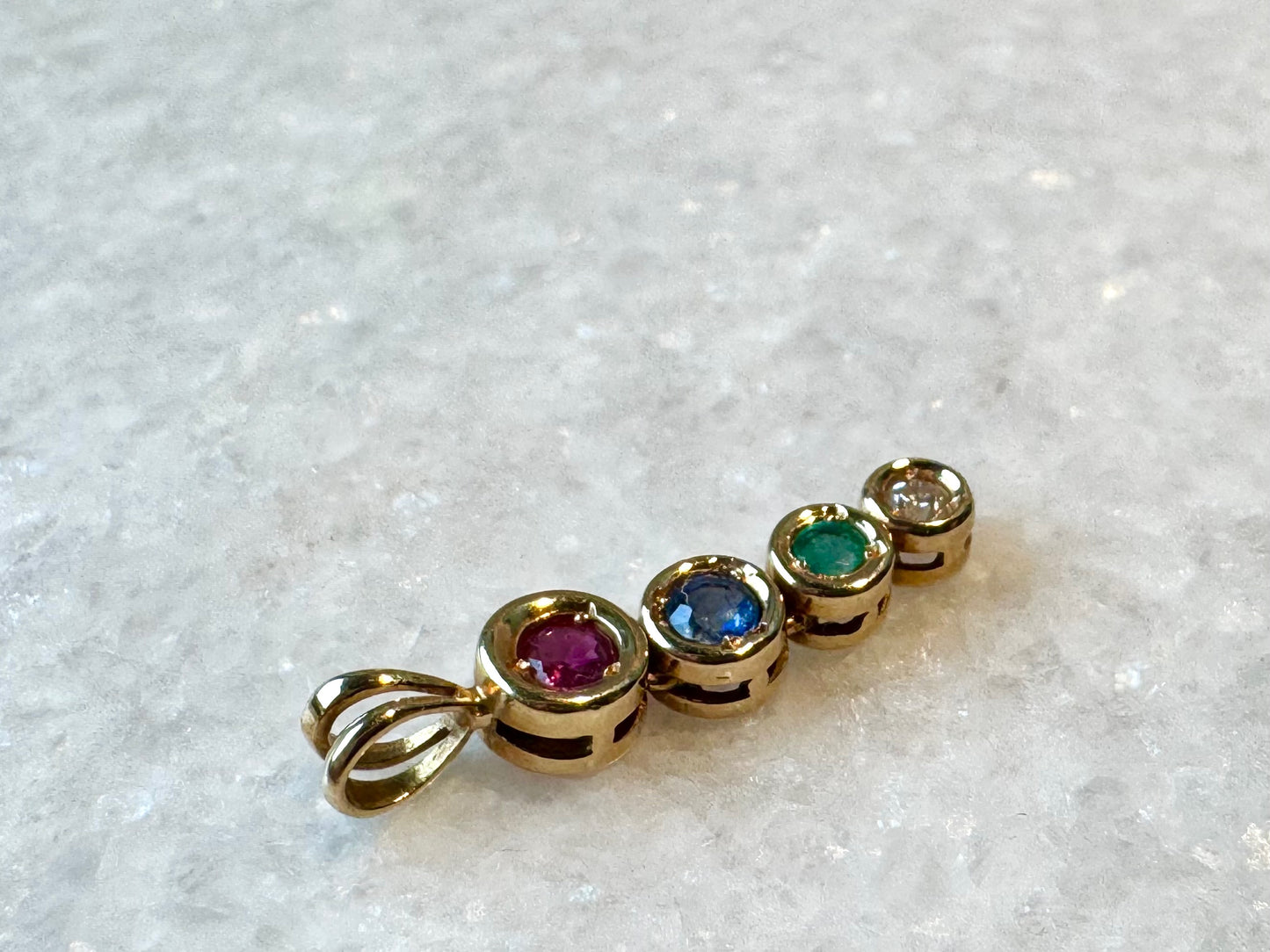 Multi Colored Gemstone Pendant in 18K Yellow Gold