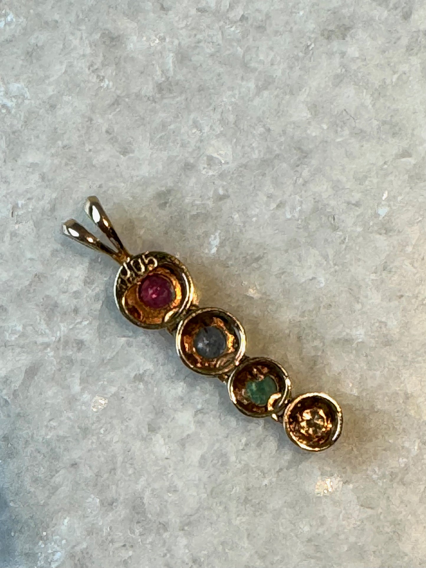 Multi Colored Gemstone Pendant in 18K Yellow Gold