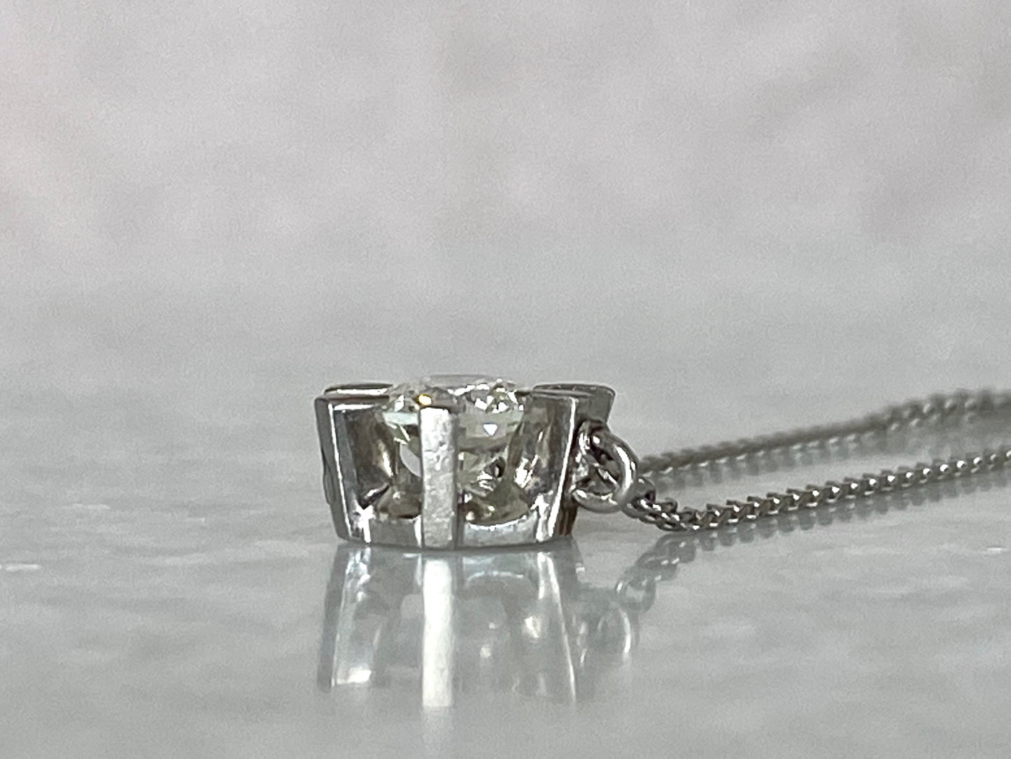 Diamond Solitaire Necklace in Platinum