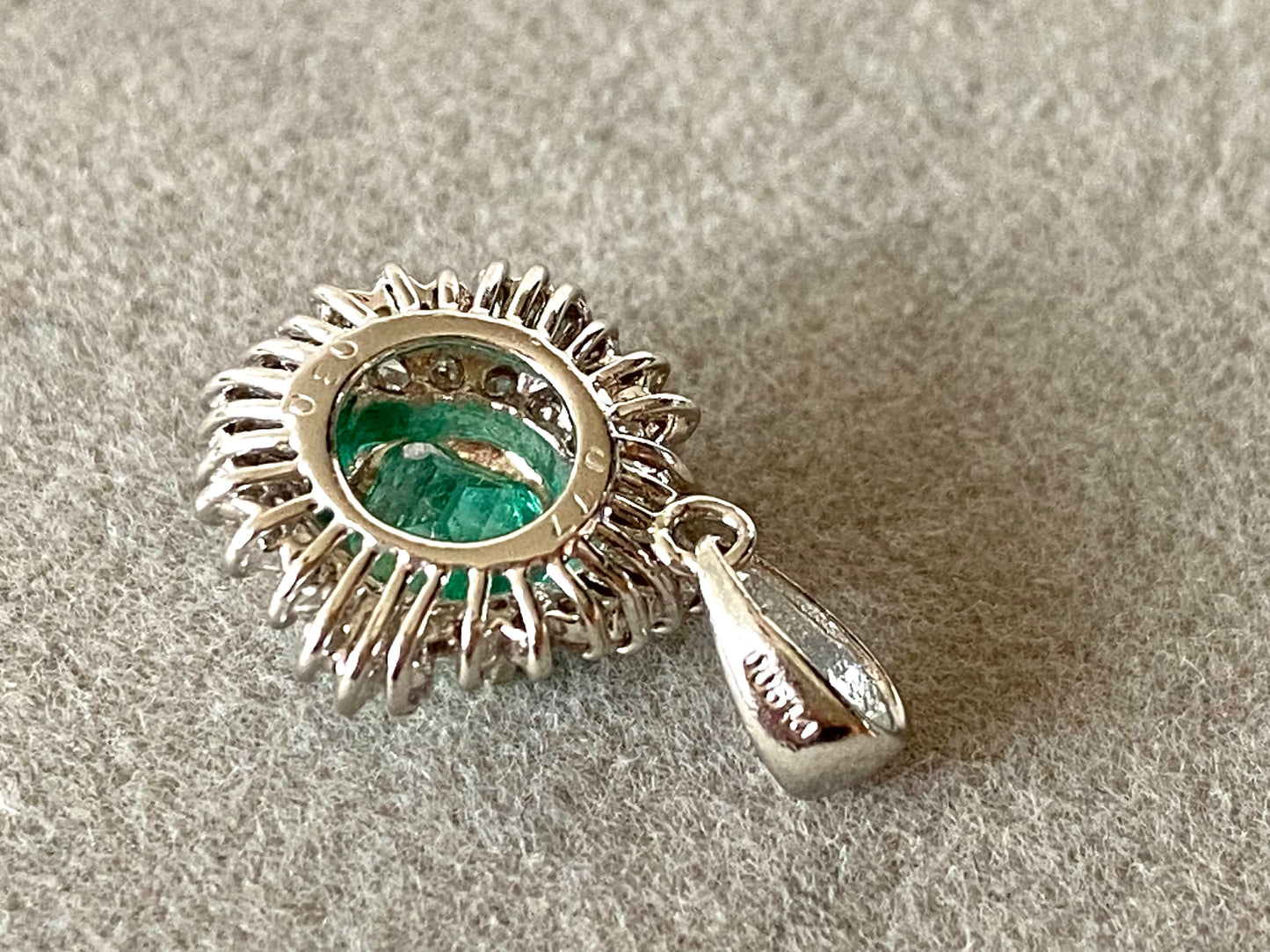 Emerald & Diamonds Pendant in Platinum