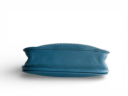 HERMÈS Taurillon Clemence Evelyne II PM Bleu Jean