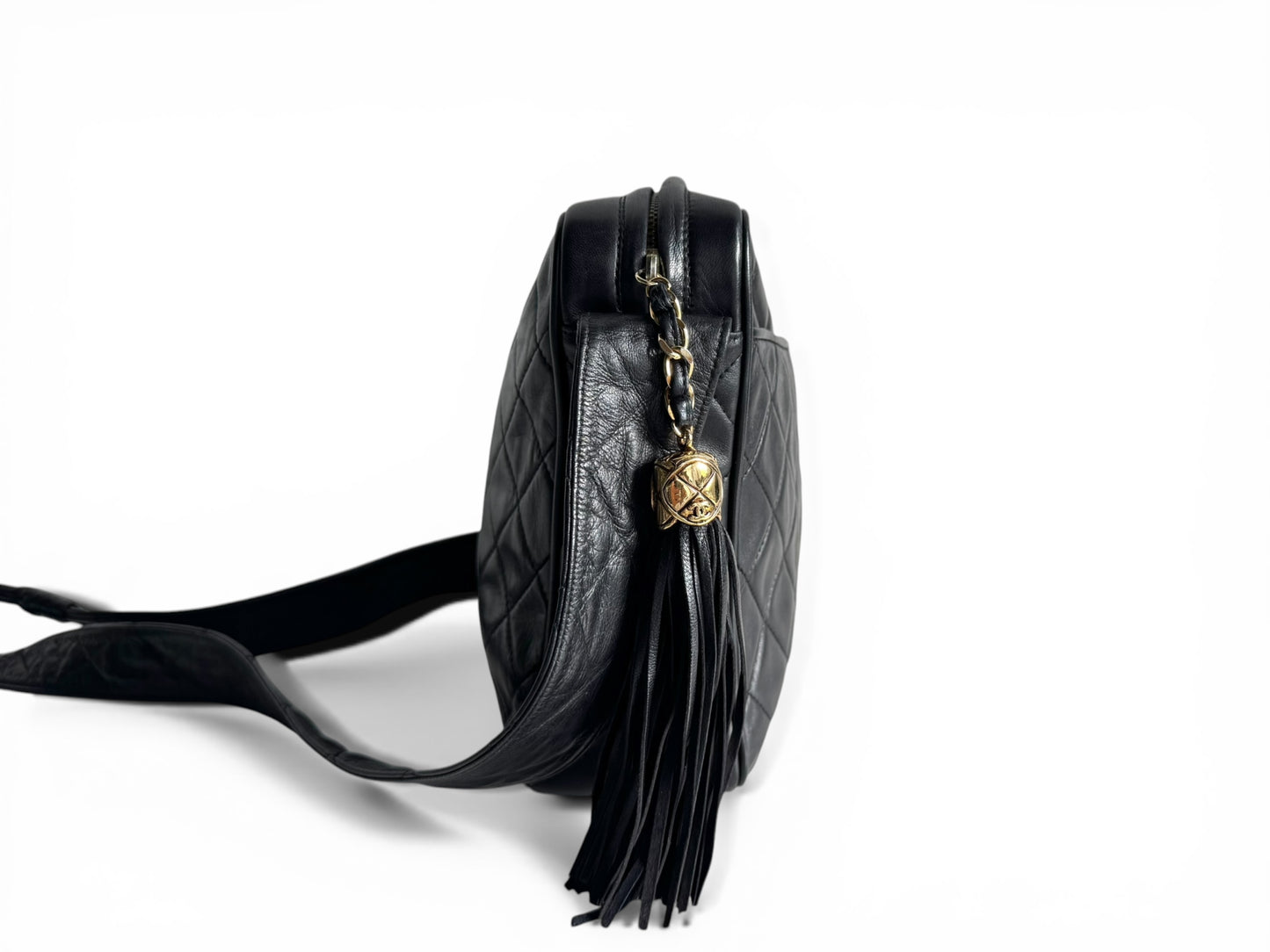 CHANEL Lambskin Quilted CC Tassel Camera Case