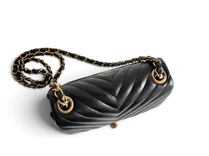 CHANEL Lambskin Chevron Quilted Mini Square Flap