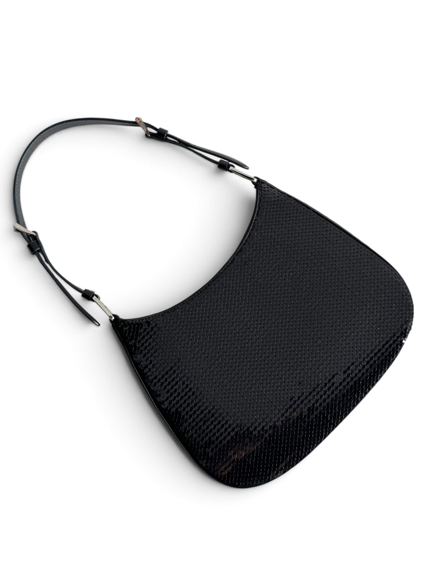 PRADA Paillettes Sequin Logo Cleo Adjustable Strap Shoulder Bag