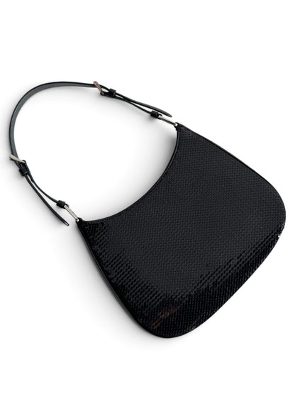 PRADA Paillettes Sequin Logo Cleo Adjustable Strap Shoulder Bag
