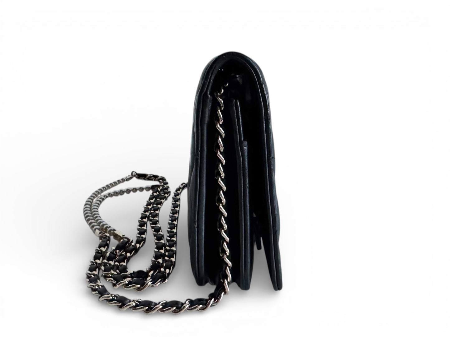 CHANEL Lambskin Limited Pearl Strap Wallet On Chain