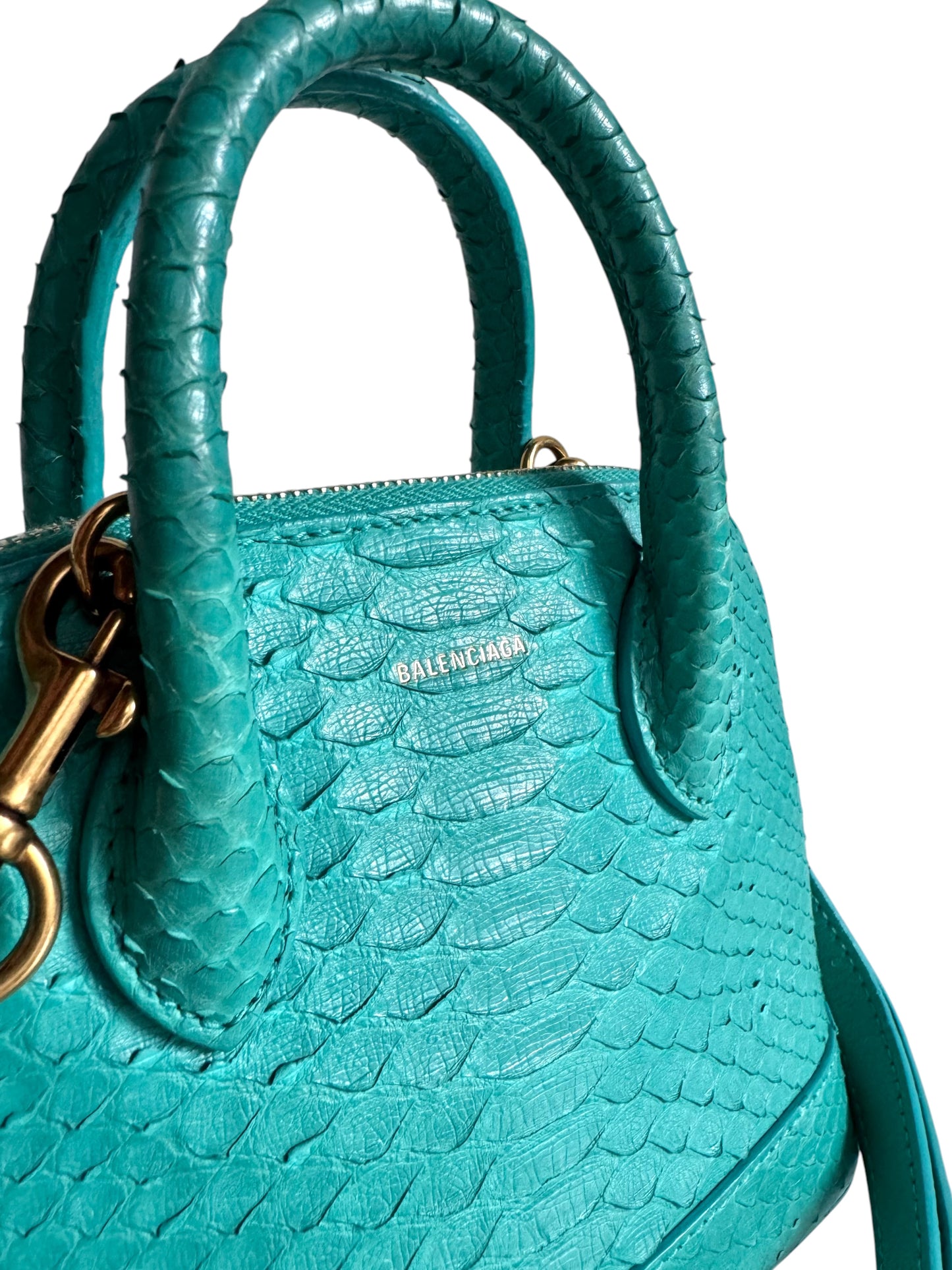 BALENCIAGA Python Ville XXS Top Handle Bag