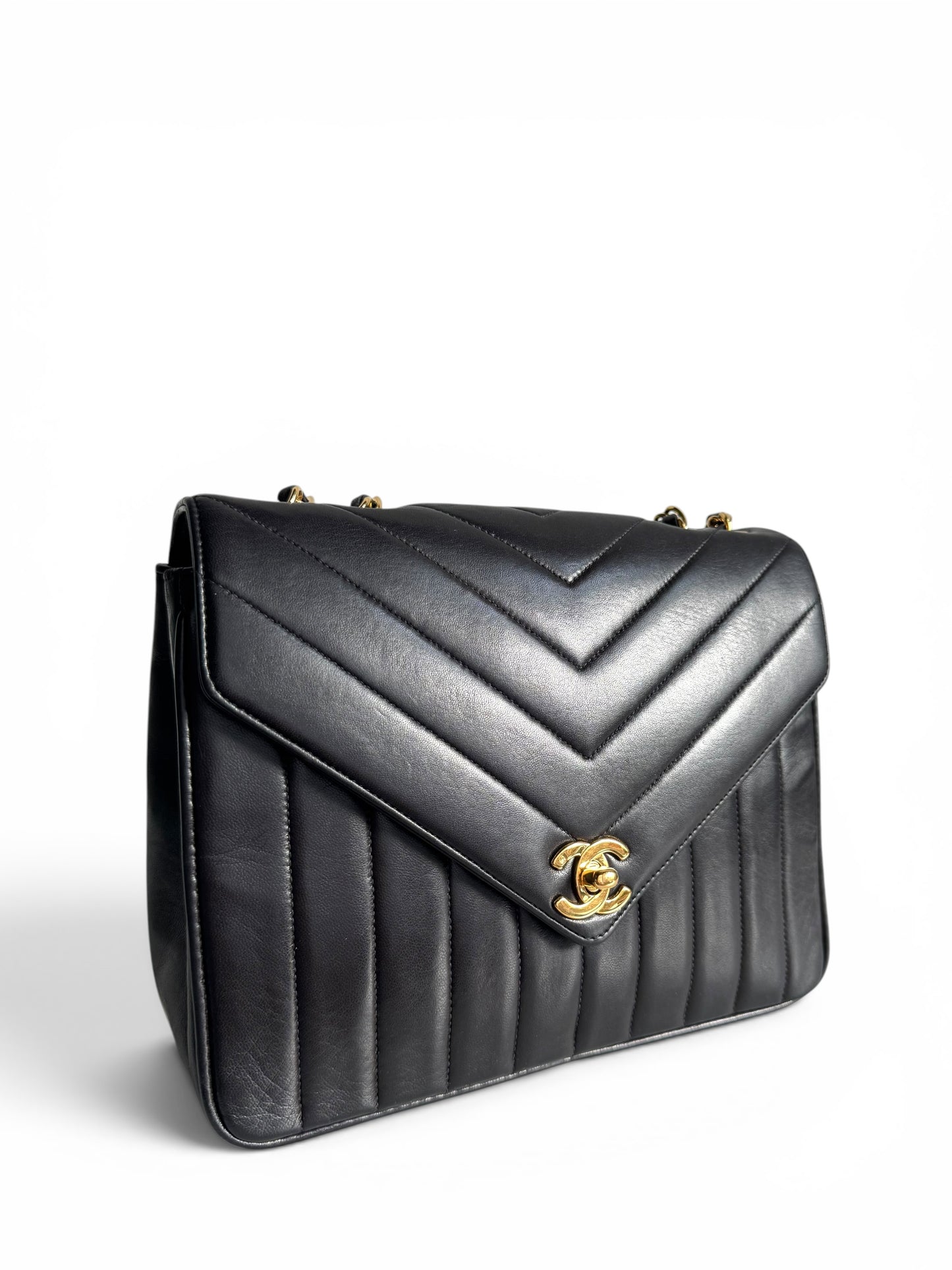 Chanel Lambskin Chevron Single Flap Bag