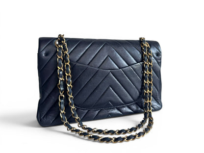 CHANEL Lambskin Chevron Medium Double Flap Bag
