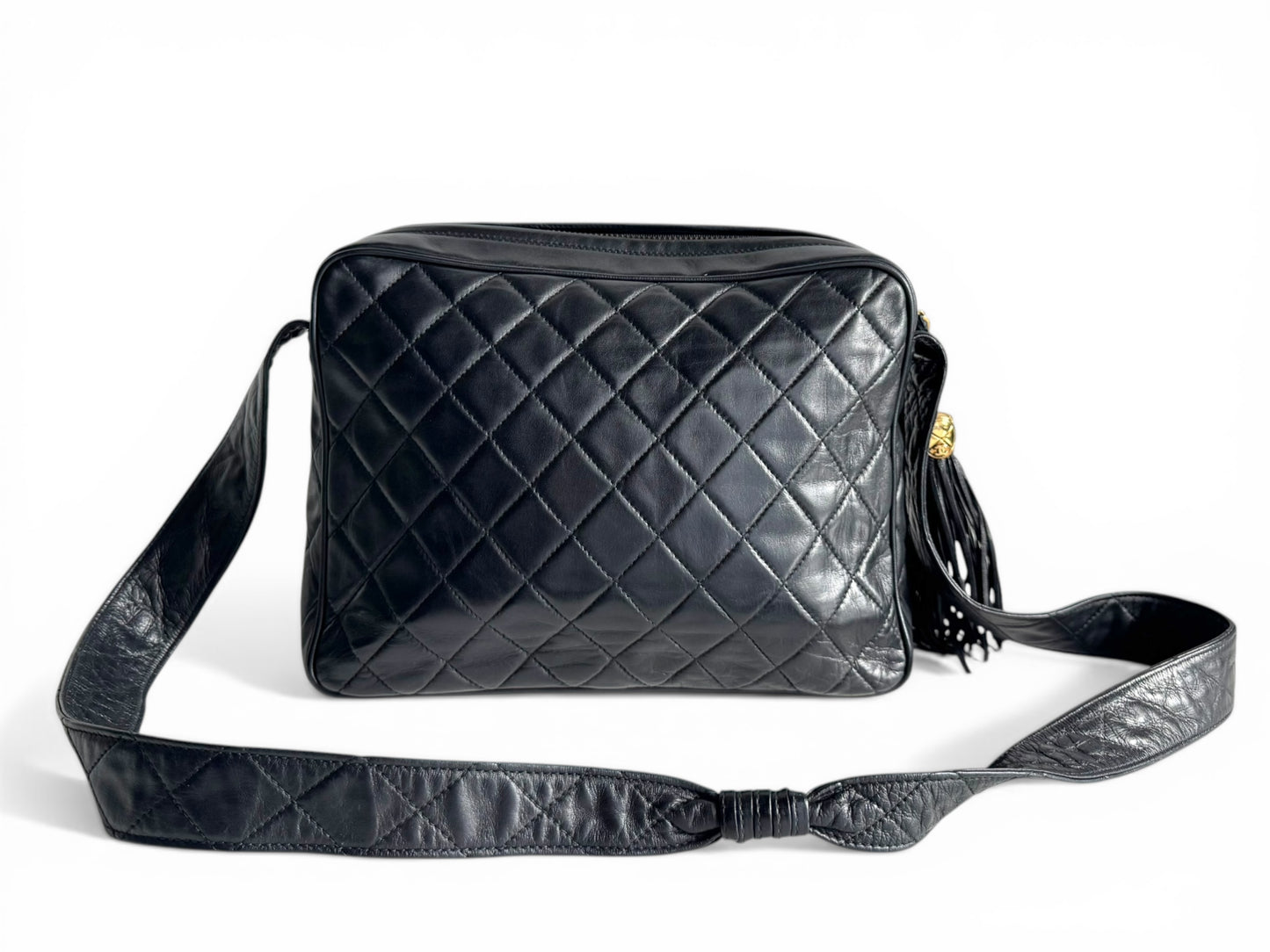 CHANEL Lambskin Quilted CC Tassel Camera Case