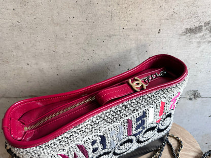 CHANEL Tweed Calfskin Quilted Medium Gabrielle Hobo