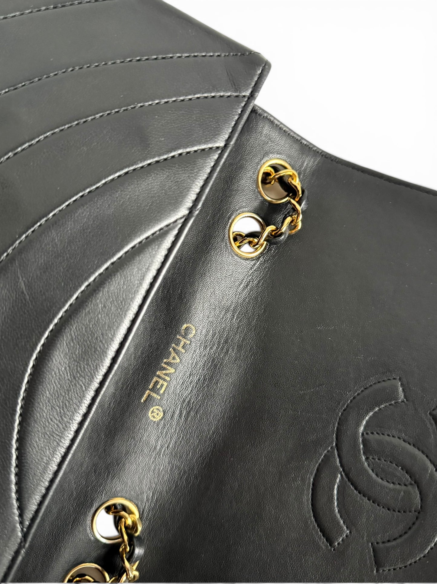 CHANEL Lambskin Half Moon Flap Bag