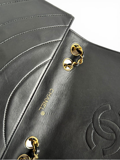 CHANEL Lambskin Half Moon Flap Bag