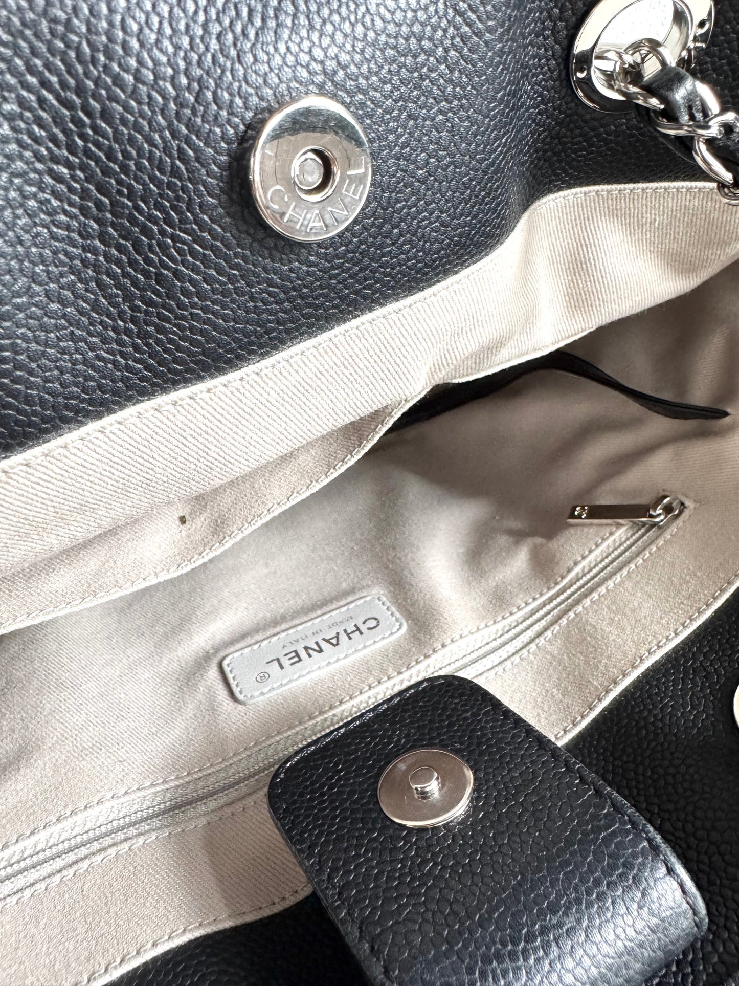 CHANEL Glazed Calfskin Small Deauville Tote