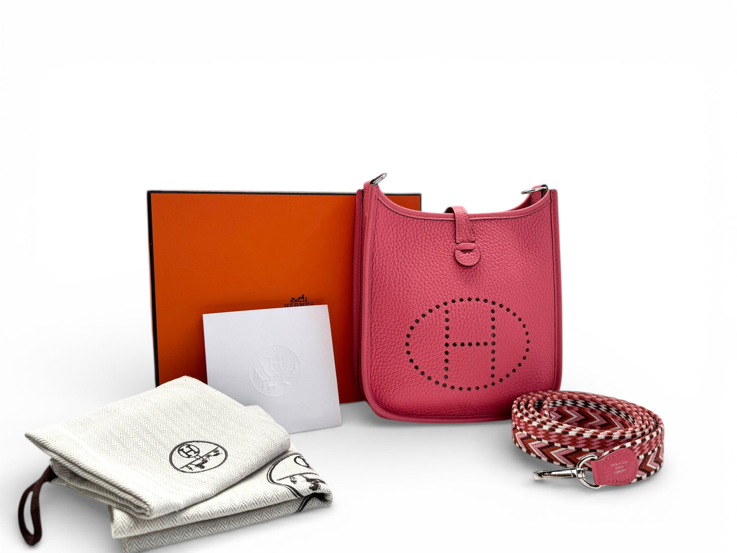 HERMÈS Taurillon Clemence Allegro Evelyne TPM Rose Tasche