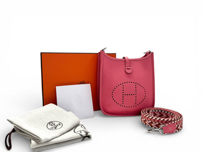 HERMÈS Taurillon Clemence Allegro Evelyne TPM Rose Tasche