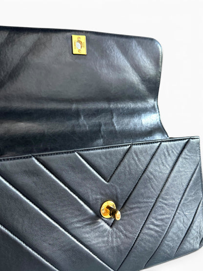 CHANEL Lambskin Chevron Quilted Kelly Flap