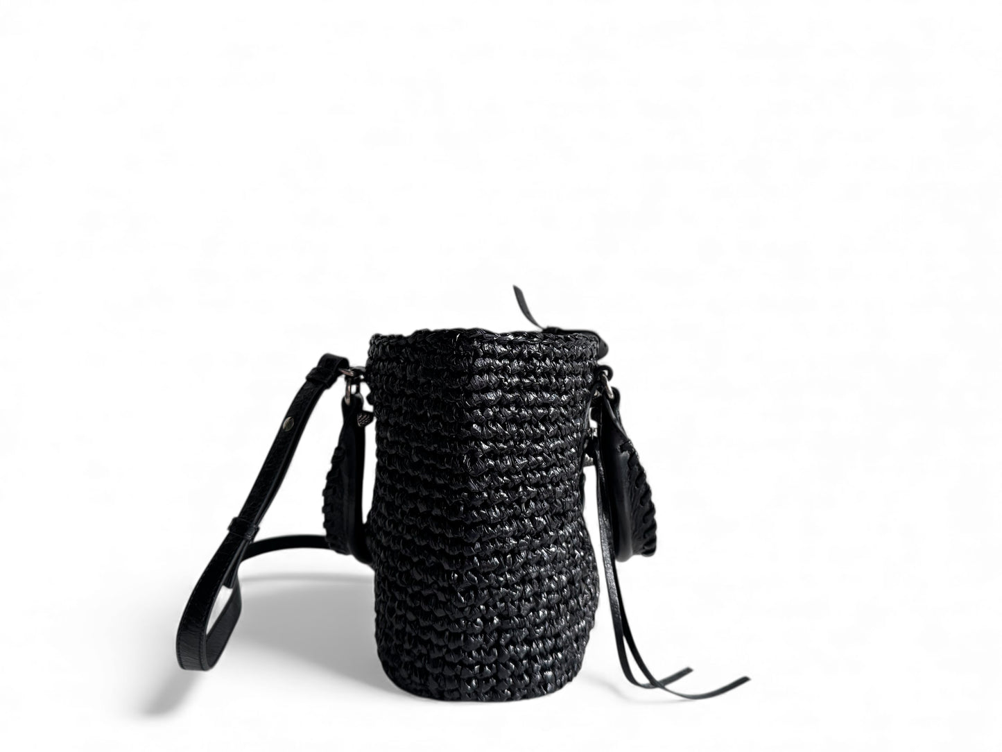 BALENCIAGA Nylon Raffia Le Cagole Small Panier Tote