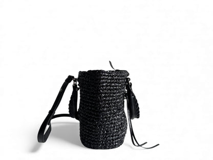 BALENCIAGA Nylon Raffia Le Cagole Small Panier Tote