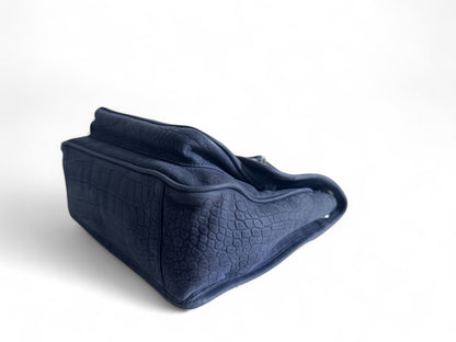 SAINT LAURENT Croc Embossed Nubuck Medium Nikki Bag