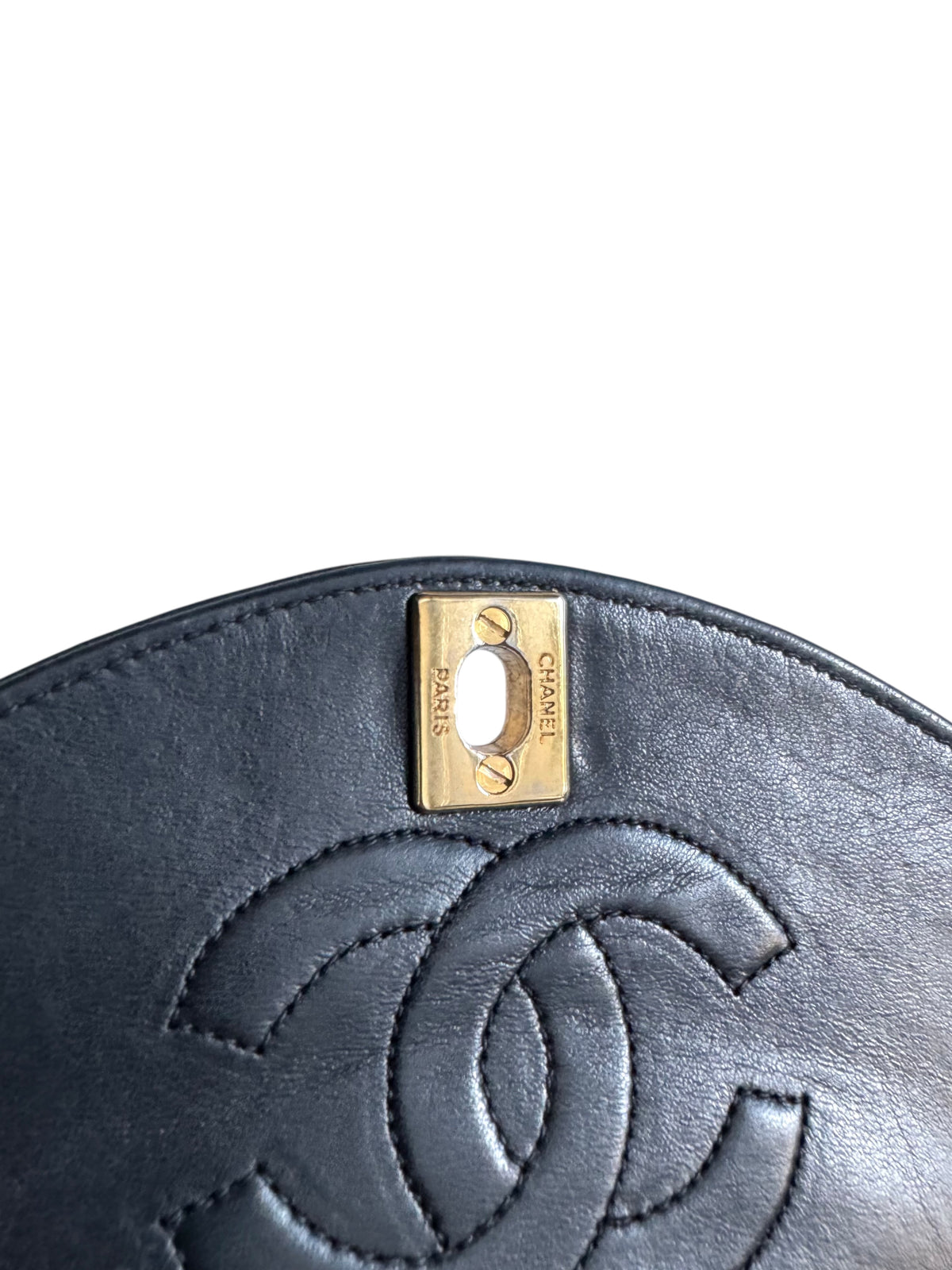CHANEL Lambskin Half Moon Flap Bag