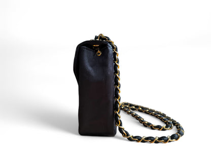 Chanel Satin Rhinestone Chain Flap Bag